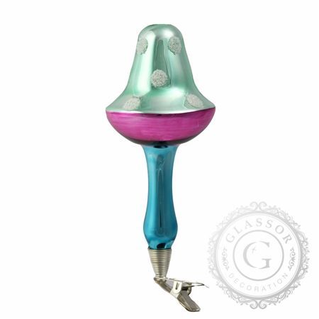 Skleněná ozdoba houbička barevná