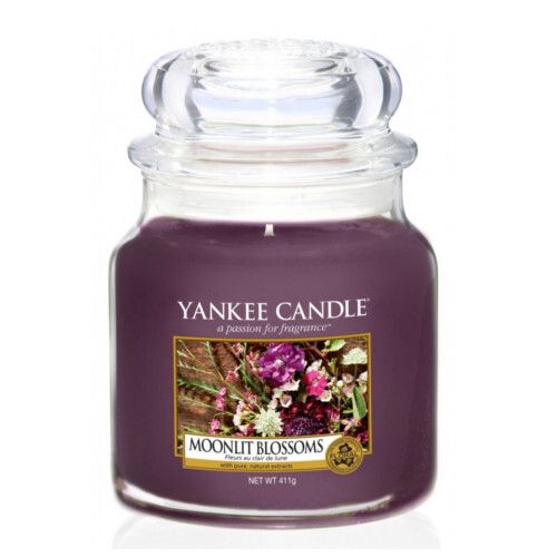 Yankee Candle Aromatická svíčka Classic střední Květiny ve svitu měsíce (Moonlit Blossoms) 411 g