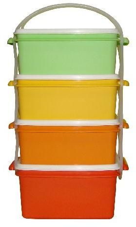 DK PLAST jídlonosič 3x1,2l + 1x1,4l hranatý 17x15x26cm PH mix barev