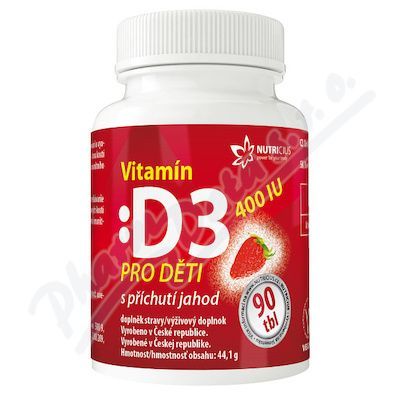 Vitamín D3 400IU pro děti - jahoda tbl.90
