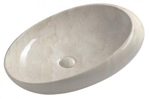 SAPHO DALMA keramické umyvadlo 68x44x16,5, béžový mramor MM327