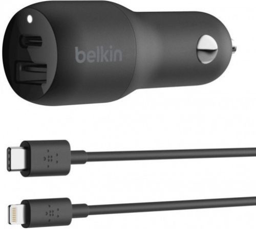 Belkin 30W PD Dual Standalone Car Charger (18W USB-C&12W USB-A), F7U100btBLK