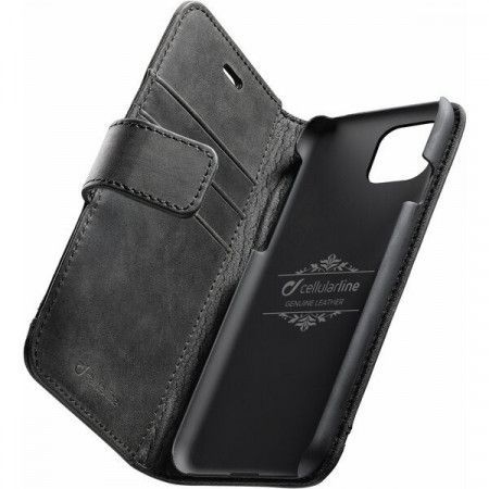 Cellularline Supreme kožené flipové pouzdro Apple iPhone 11 Pro Max černé
