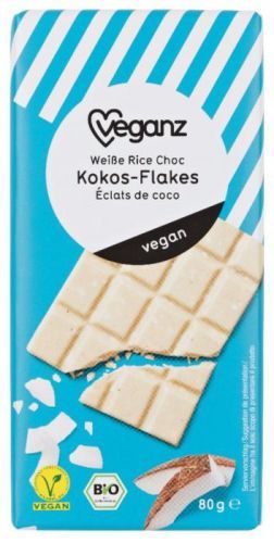 Veganz BIO Bílá čokoláda s rýžovým nápojem a kokosovými lupínky