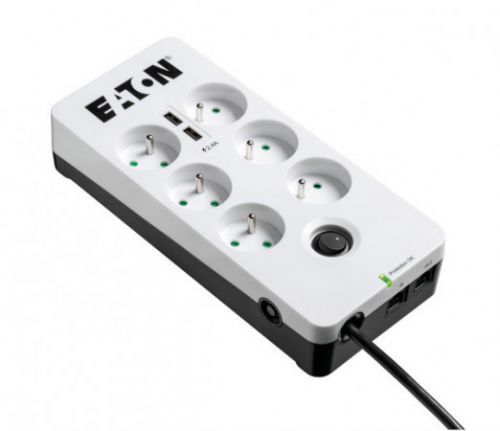EATON Protection Box 6 USB Tel@ FR, přepěťová ochrana, 6 výstupů, zatížení 10A, tel., 2x USB port, PB6TUF