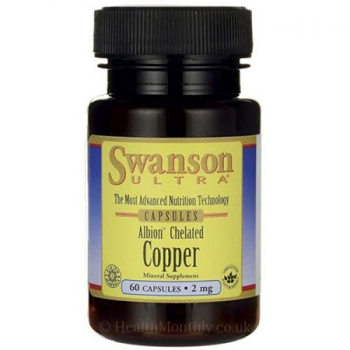 Swanson Albion Chelated Copper (měď v chelátové vazbě), 2 mg, 60 kapslí