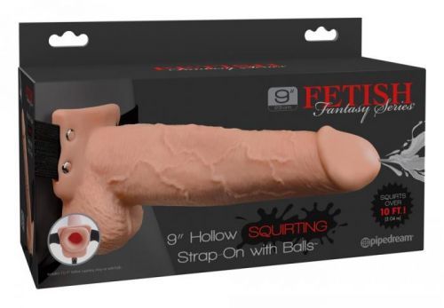Fetish Strap-On 9 - attachable, hollow, squirting dildo (natural)