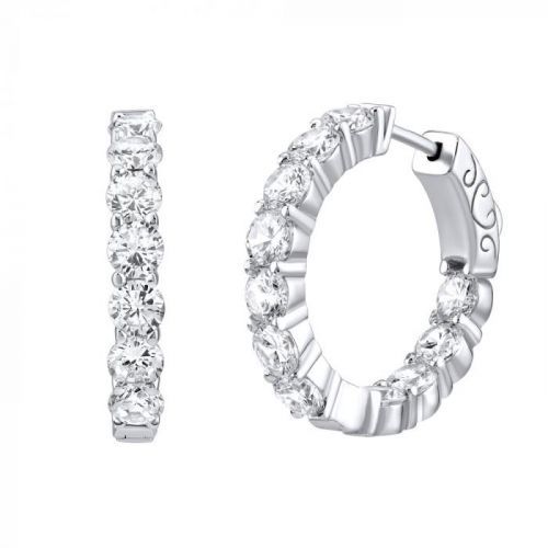Luxusní stříbrné náušnice kruhy se zirkony - MW02722A