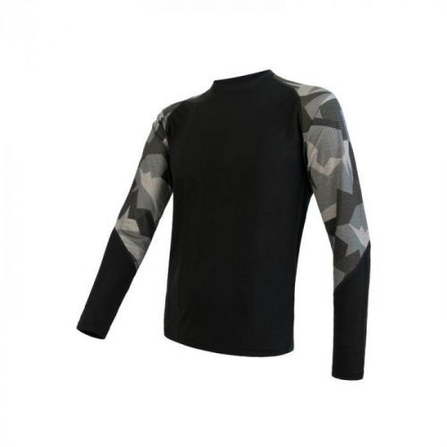 Triko Sensor Merino Impress - pánské, dlouhý, černá camo - velikost 2XL