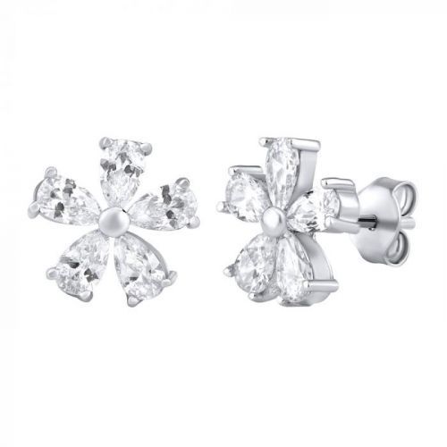 Stříbrné náušnice květ na puzetu se zirkony - ZT52509