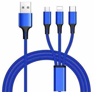 PremiumCord 3 in 1 USB kabel, 3 konektory USB typ C + micro USB + Lightning pro Apple, 1.2m