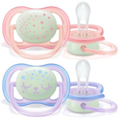 Philips Avent ultra air pacifier SCF376/12 With glow-in-the-dark button 0-6m Orthodontic & BPA-Free 2-pack