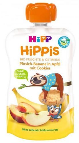 HiPP BIO Hippies Jablko-Broskev od uk. 1. roku, 6x 100 g