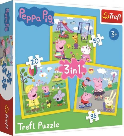 Trefl Puzzle Prasátko Peppa 3v1 (20,36,50 dílků)