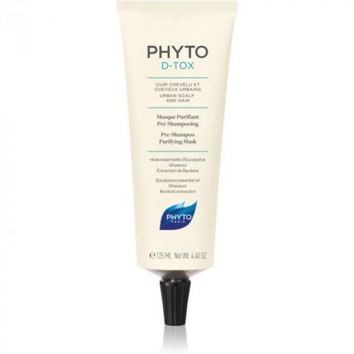 Phyto D-Tox čistící maska před mytím vlasů pro vlasy vystavené znečištěnému ovzduší 125 ml