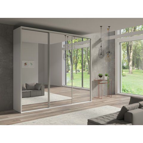 MARIDEX Šatní skříň GENEVA 280, 3 zrcadla, bílá 277x244x62 bílá