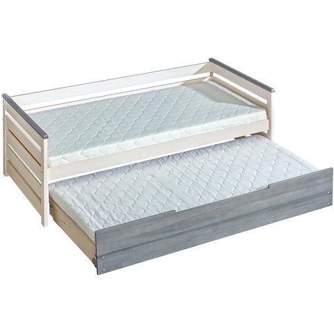 DOLMAR Dětská postel z masivu ASTON 1 s přístýlkou, borovice bílá/hnědá 210x98x74 borovice bílá / hnědá