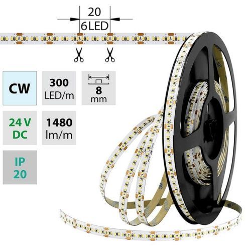 LED pásek McLED SMD2216 18W/m 24V IP20 8mm 300LED/m ML-126.738.60.0