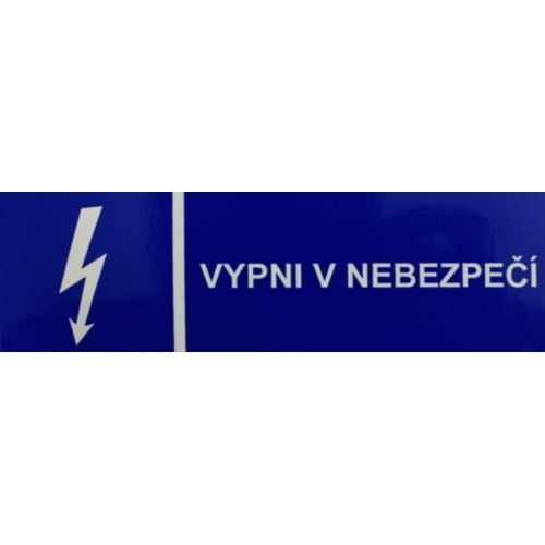 Samolepka, Vypni v nebezpečí (modrá) 35x130mm