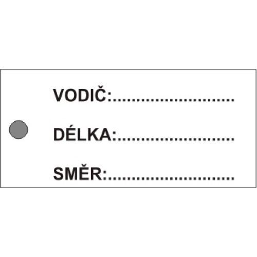 Štítek kabelový. Vodič, délka, směr. 30x70mm