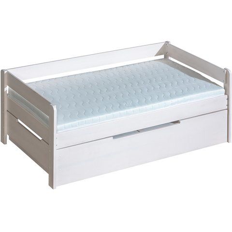 DOLMAR Bílá postel z masivu BOBÍK s úložným prostorem, 200x90 210x182x75 borovice bílá