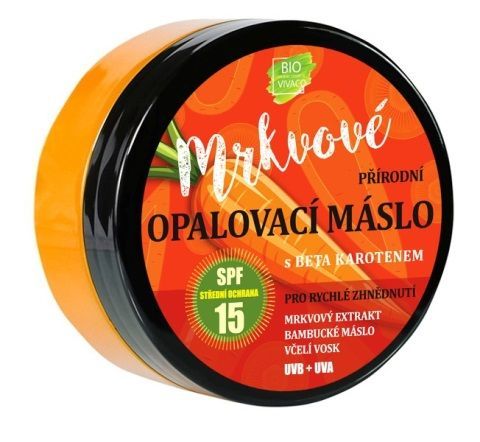 Vivaco 100% Přírodní opalovací máslo s mrkvovým extraktem SPF 15