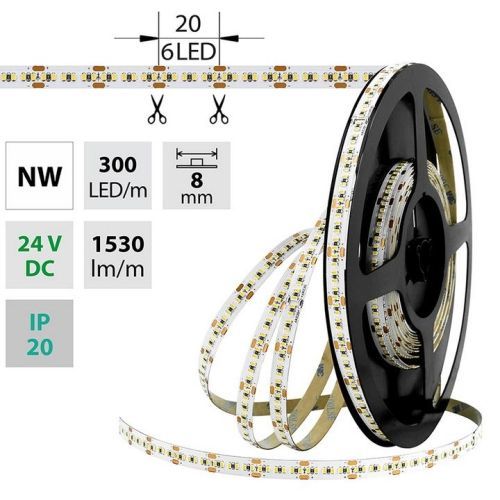 LED pásek McLED SMD2216 18W/m 24V IP20 8mm 300LED/m ML-126.737.60.0