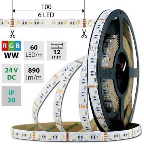 LED pásek McLED SMD5050 RGB+WW 19,2W/m 24V IP20 12mm 60LED/m ML-128.635.60.2