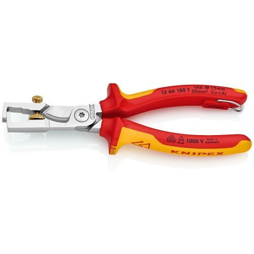 Odizolovací kleště s kabelovými nůžkami Knipex StriX 13 66 180 T 180mm 1000V s připevňovacím okem