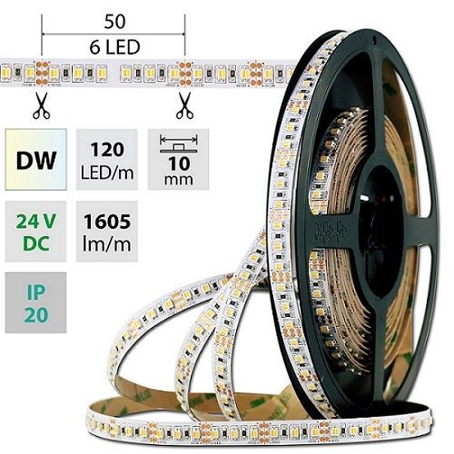 LED pásek McLED SMD3527 dual white 19,2W/m 24V IP20 10mm 120LED/m ML-127.632.60.2