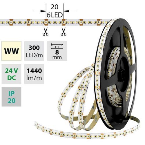 LED pásek McLED SMD2216 teplá bílá 18W/m 24V IP20 8mm 300LED/m ML-126.736.60.0