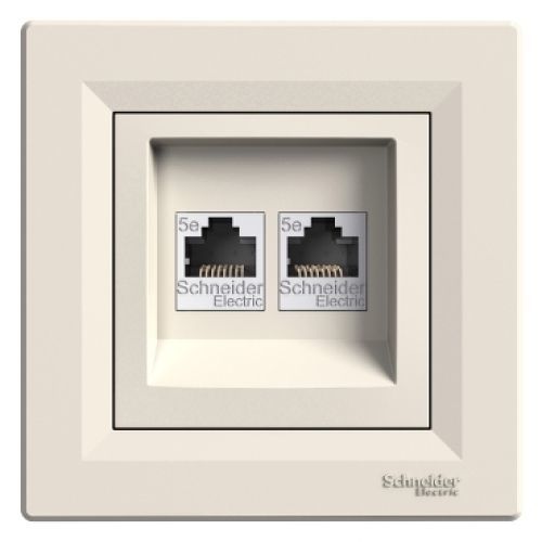Schneider Asfora datová zásuvka 2xRJ45 kat.5e utp krémová EPH4400123