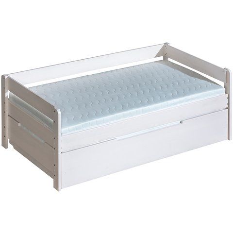 DOLMAR Bílá postel z masivu BOBÍK s přistýlkou, 200x90 210x182x75 borovice bílá
