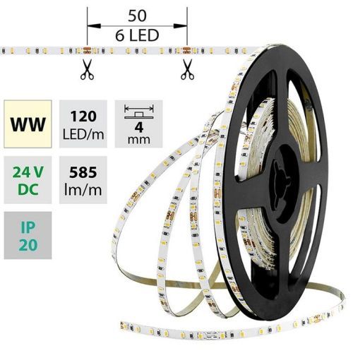 LED pásek McLED SMD2216 teplá bílá 7,2W/m 24V IP20 4mm 120LED/m ML-126.730.60.0