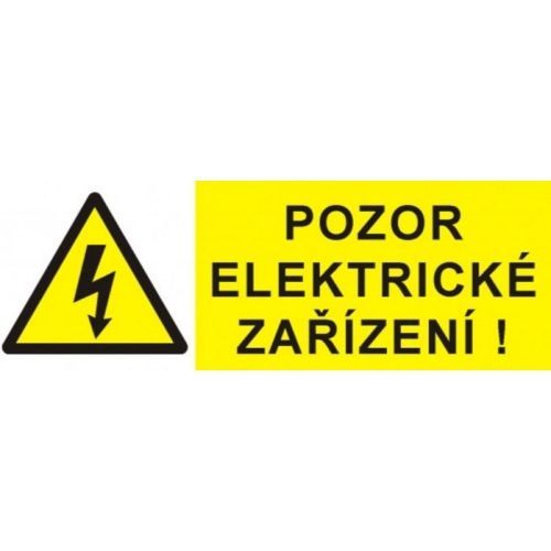 Samolepka, Pozor elektrické zařízení blesk v trojúhelníku (žlutá) 90x32mm