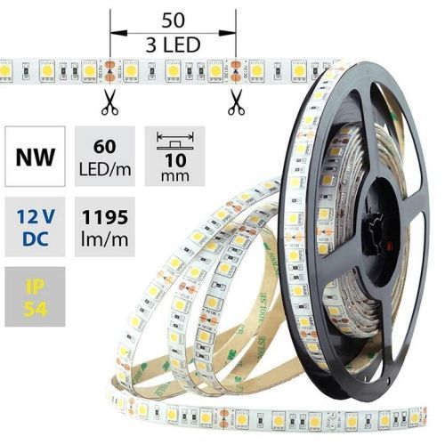 LED pásek McLED SMD5050 neutrální bílá 14,4W/m 12V IP54 10mm 60LED/m ML-121.675.60.0