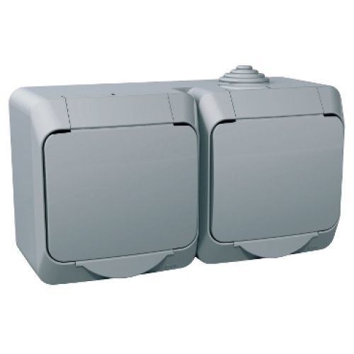 Schneider Cedar Plus dvojzásuvka šedá WDE000622