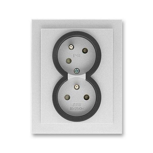 ABB Neo Tech dvojzásuvka titanová/onyx 5513M-C02357 72 s clonkami