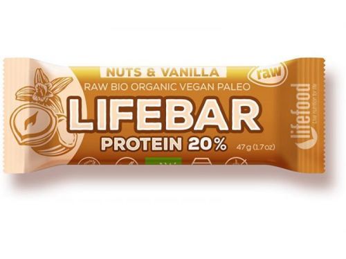 Lifefood Bio tyčinka Lifebar protein Vanilla nuts 47g