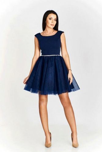Tmavě modré šaty s tylovou sukní Bosca Fashion Lany 40