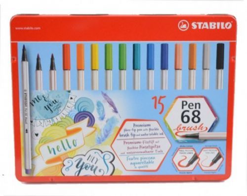 Schwan stabilo Stabilo Pen 68 - Brush - 15 ks - metal box - 568/15-32