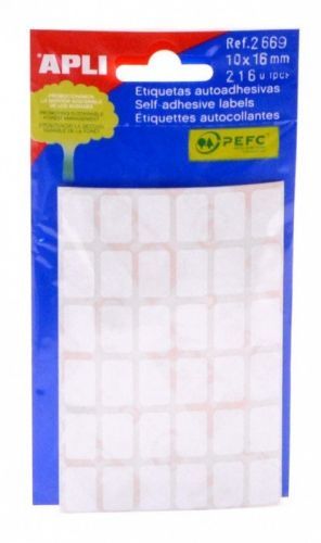 Samolepicí etikety- Apli - bílé - 10 x 16 mm - 216 ks - A02669