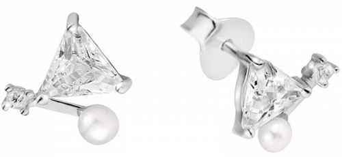 JwL Luxury Pearls Jemné náušnice s pravou perlou a krystaly JL0586 stříbro 925/1000