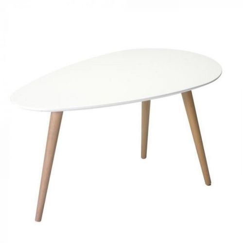 Bílý konferenční stolek s nohami z bukového dřeva Furnhouse Fly, 75 x 43 cm