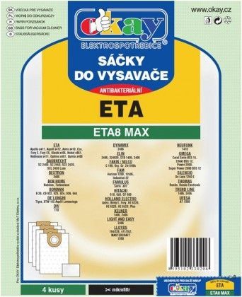 Sáčky do vysavače Eta ETA 8 MAX, antibakteriální, 8ks