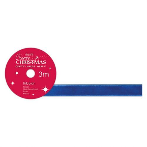 DOCRAFTS sametová stuha - modrá 1 cm x 3 m