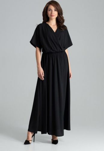 LENITIF Dlouhé elegantní šaty L055 Black Velikost: S