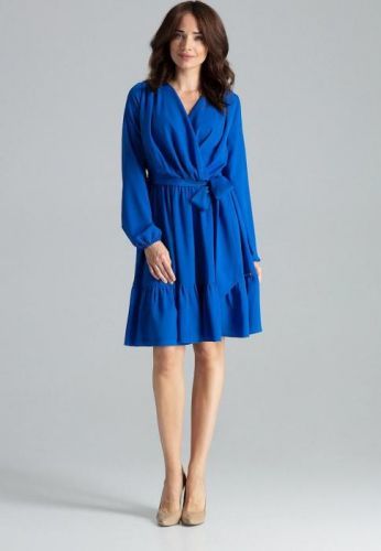 LENITIF Elegantní volánkové šaty L053 Sapphire Velikost: S