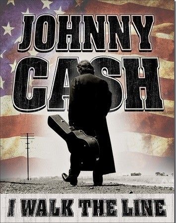 DESPERATE Plechová cedule Johnny Cash - Walk the Line, (32 x 41 cm)