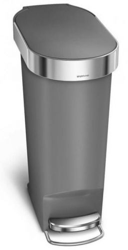 Simplehuman Pedálový odpadkový koš s nerez krytem sáčku 40 l, úzký, oválný, šedý plast